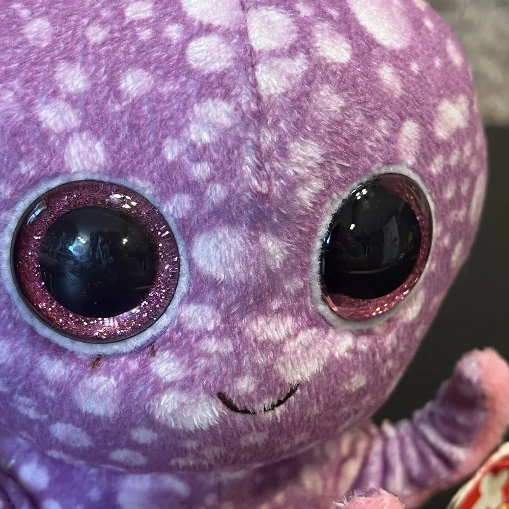 Ty Beanie Boo LEGS Purple Pink Spotted Octopus Glitter Eyes with Original Tag